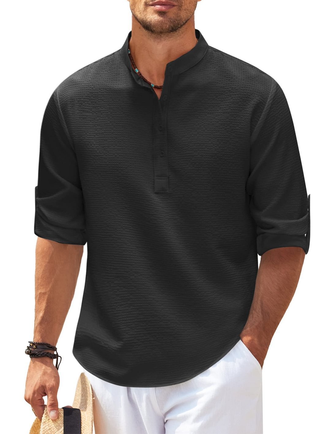 Mens Solid Collar Shirt