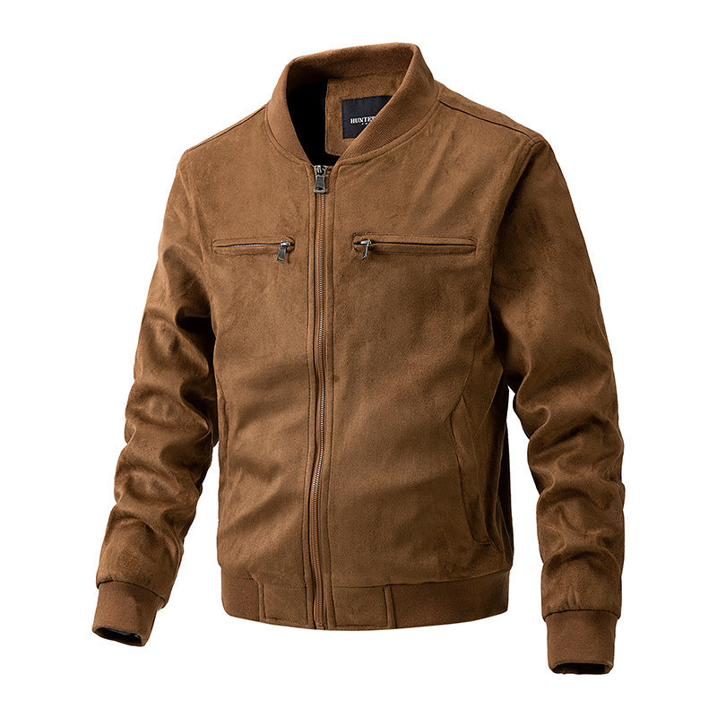 Men's Collar Double Zipper Jacket