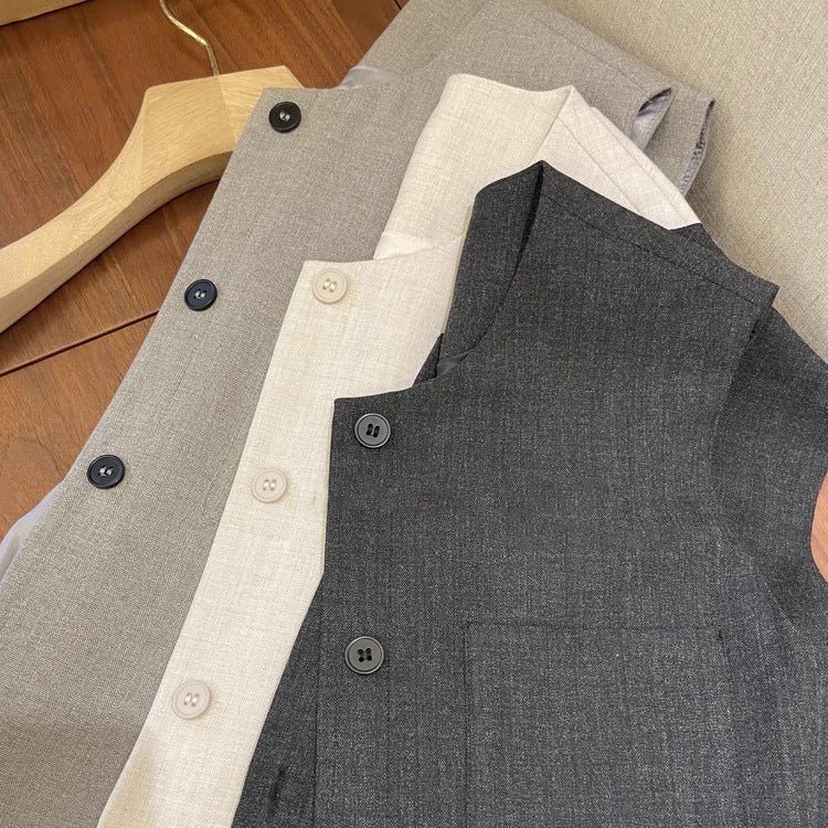 Loose Round Neck Sleeveless Suit For Women