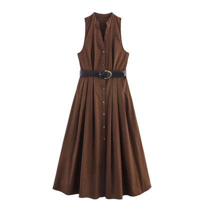 With Belt Midi Skirt Dress