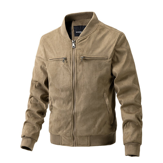 Men's Collar Double Zipper Jacket