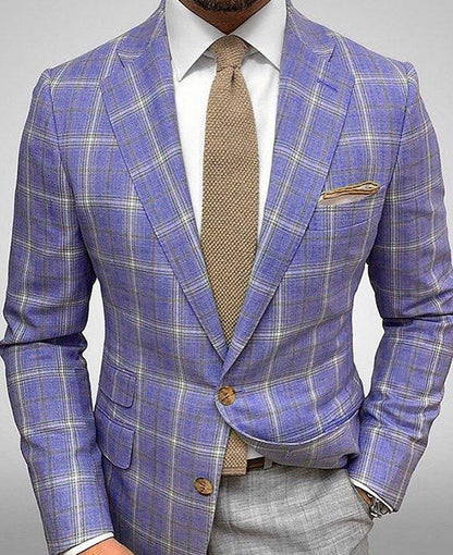 Light Business Men's Suit Printed Checks Coat