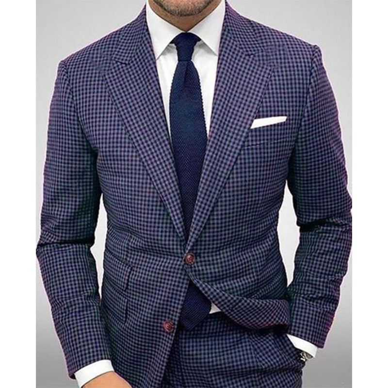 Light Business Men's Suit Printed Checks Coat