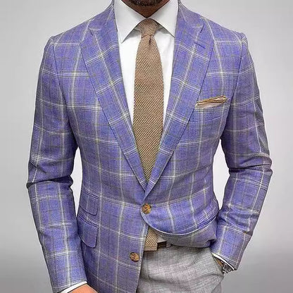 Light Business Men's Suit Printed Checks Coat
