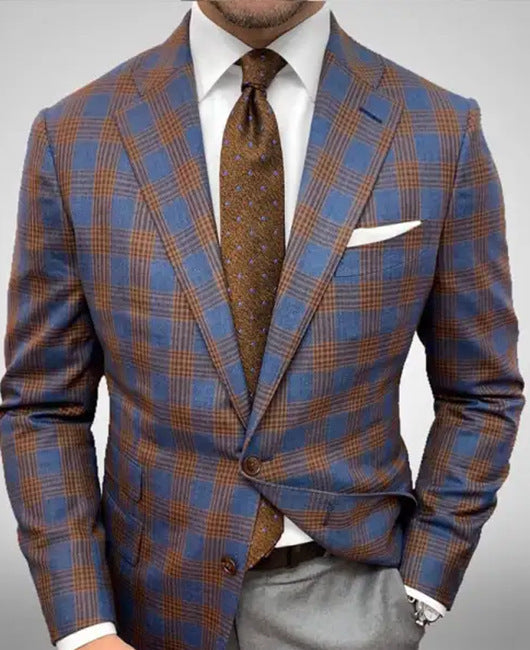 Light Business Men's Suit Printed Checks Coat