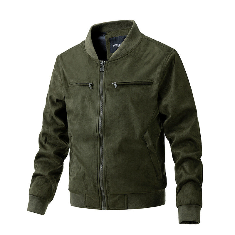 Men's Collar Double Zipper Jacket