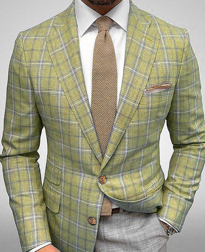 Light Business Men's Suit Printed Checks Coat