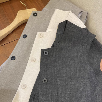 Loose Round Neck Sleeveless Suit For Women